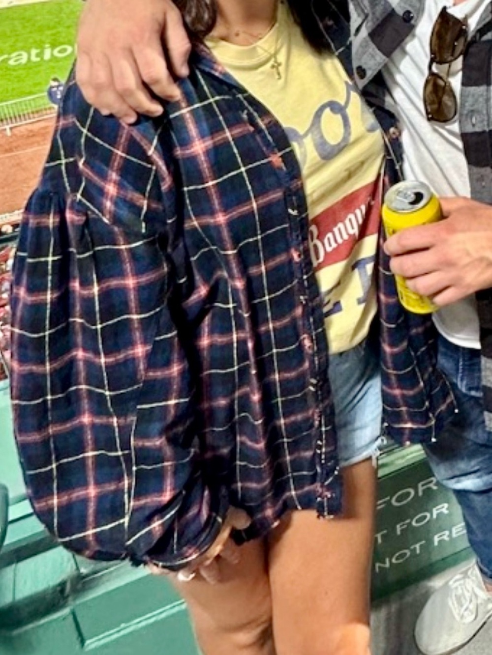 Free People Navy Plaid Button-Up flannel shacket